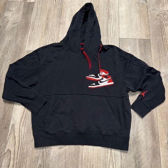 Nike Air Jordan 1 Retro Jumpman Holiday Hoodie black graphic 2X - Picture 3 of 7